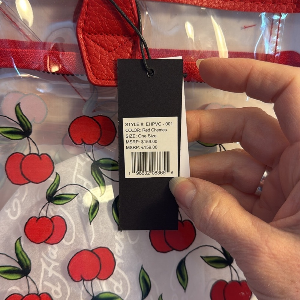 Ed Hardy Cherry Print Clear Tote Bag - Picture 3 of 3